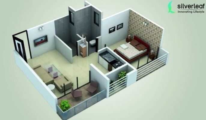Floor plan of 1 BHK 490 Sq. Ft. Apartment in Silverleaf Saushilya, Navi Mumbai