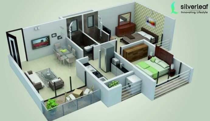 Floor plan of 2 BHK 905 Sq. Ft. Apartment in Silverleaf Saushilya, Navi Mumbai
