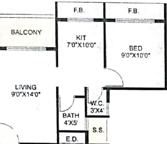 Floor plan of 1 BHK 201 Sq. Ft. Apartment in Sirvi Park, Navi Mumbai