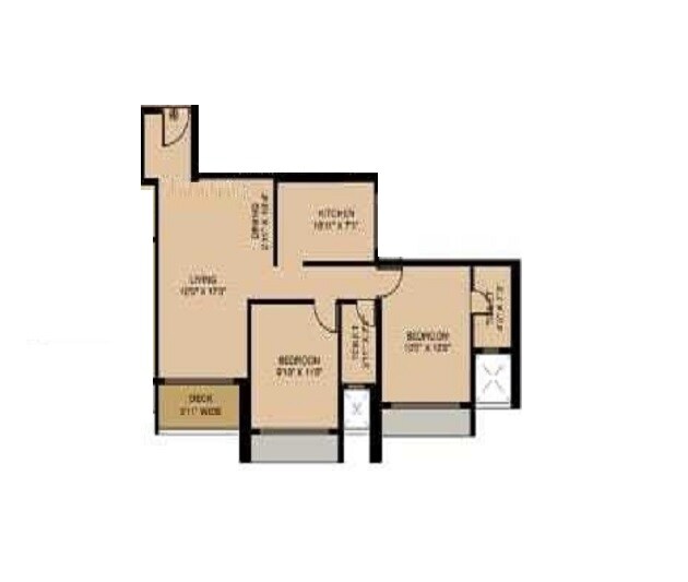 Floor plan of 2 BHK 612 Sq. Ft. Apartment in Siya Vishwaraja, Navi Mumbai