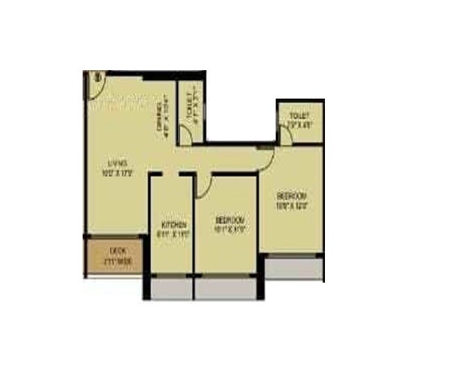 Floor plan of 2 BHK 690 Sq. Ft. Apartment in Siya Vishwaraja, Navi Mumbai