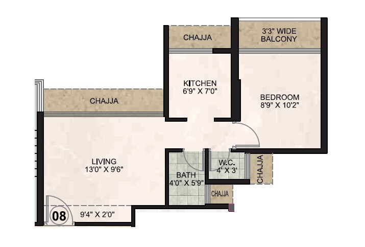 1 BHK 382 Sq. Ft. Apartment