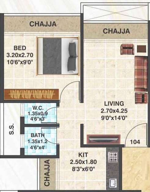 1 BHK 227 Sq. Ft. Apartment in Skyline Bhakti Ornate