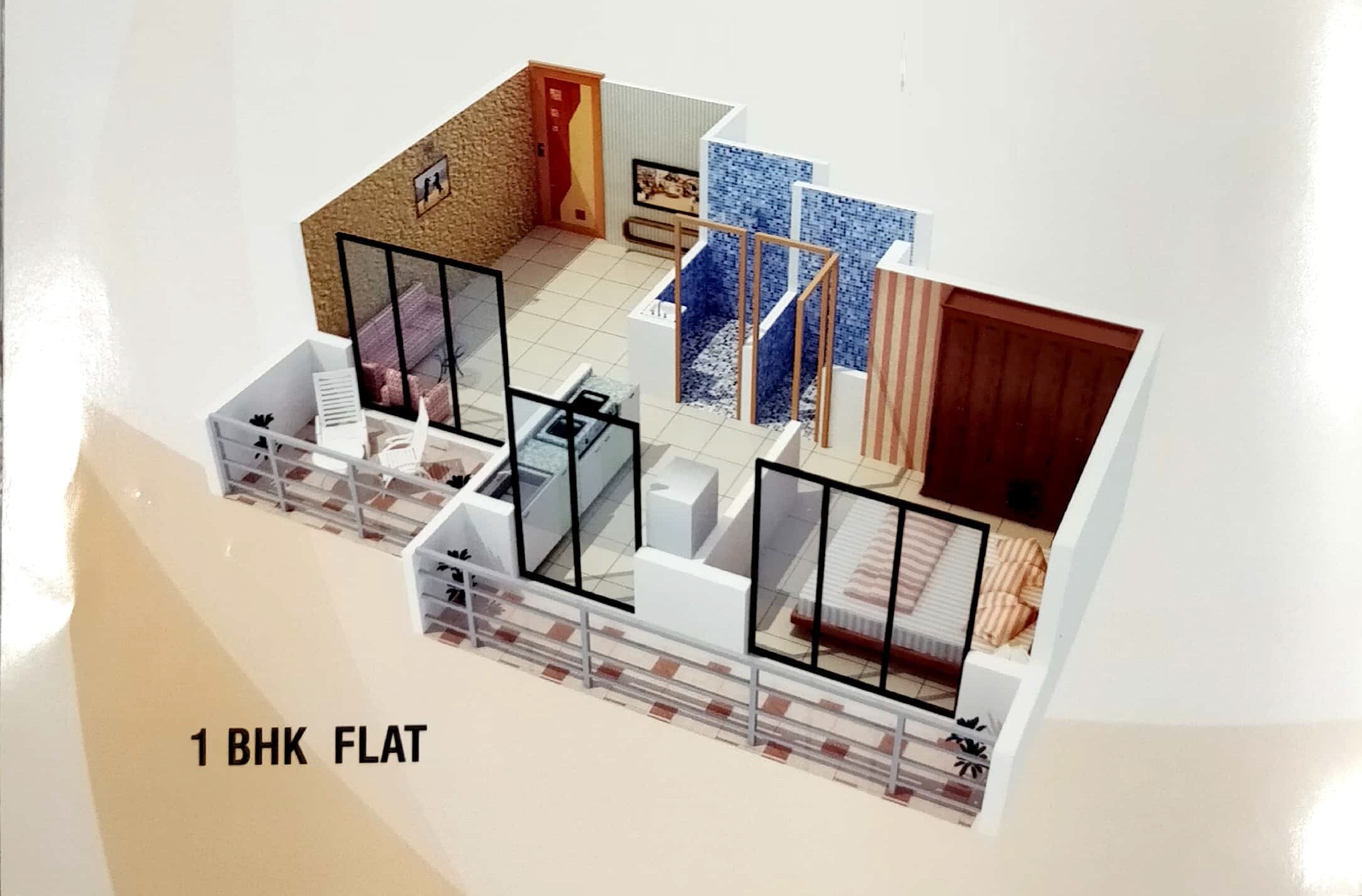 Floor plan of 1 BHK 655 Sq. Ft. Apartment in Skyline Infra Sky Avenue, Navi Mumbai