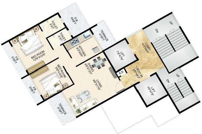 2 BHK 1214 Sq. Ft. Apartment