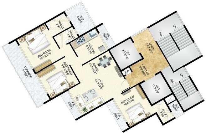 3 BHK 1431 Sq. Ft. Apartment