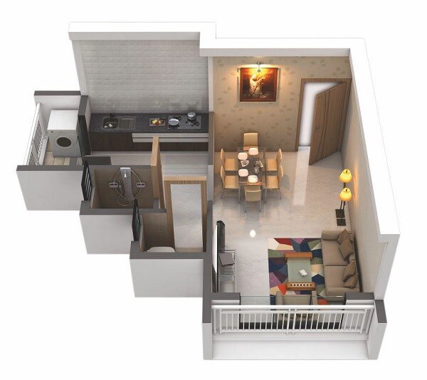 Floor plan of 234 Sq. Ft. Studio in SM Hitech Tulip, Navi Mumbai