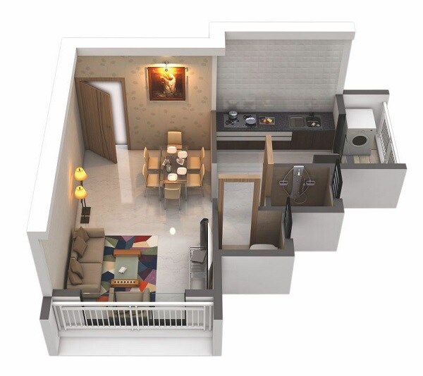 Floor plan of 272 Sq. Ft. Studio in SM Hitech Tulip, Navi Mumbai