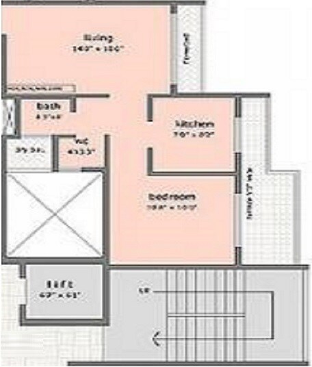 Floor plan of 1 BHK 275 Sq. Ft. Apartment in Sonal Yogi Krishna, Navi Mumbai