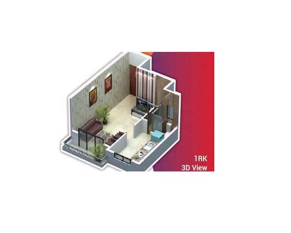 Floor plan of 215 Sq. Ft. Studio in SP Krishna Residency, Navi Mumbai