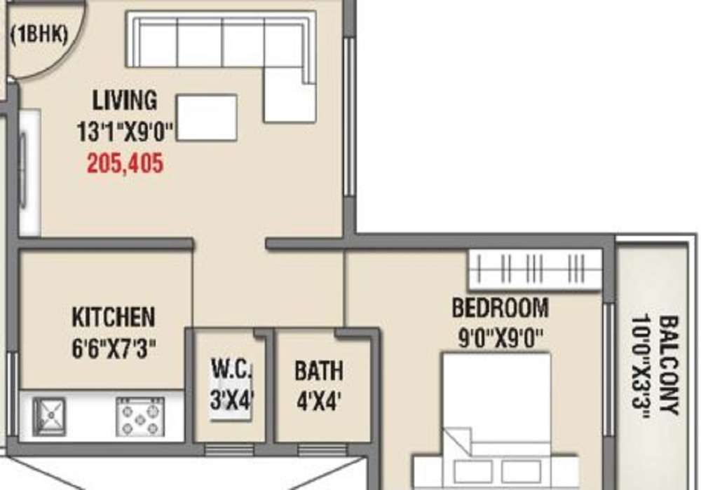 1 BHK 316 Sq. Ft. Apartment in Space India Greens