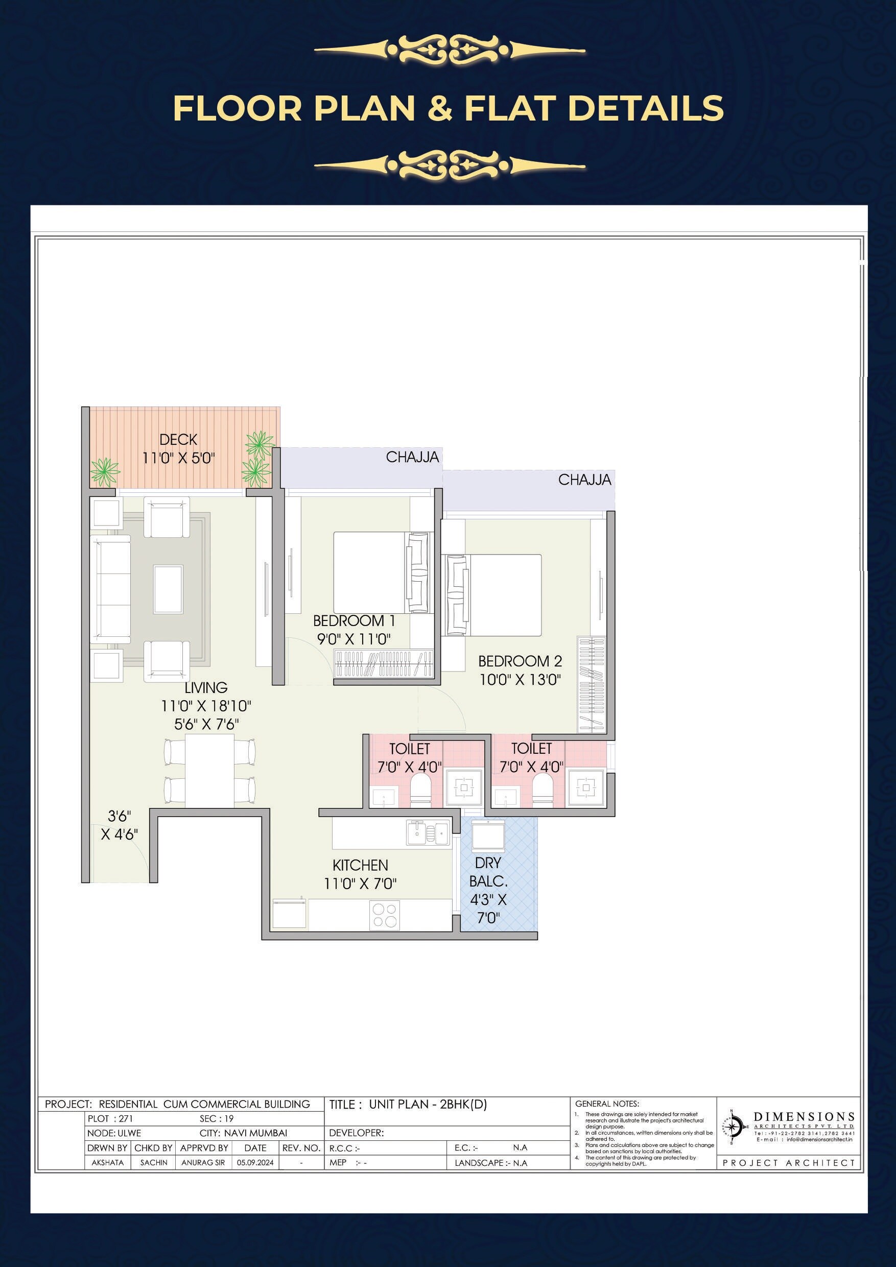 2 BHK 806 Sq. Ft. Apartment
