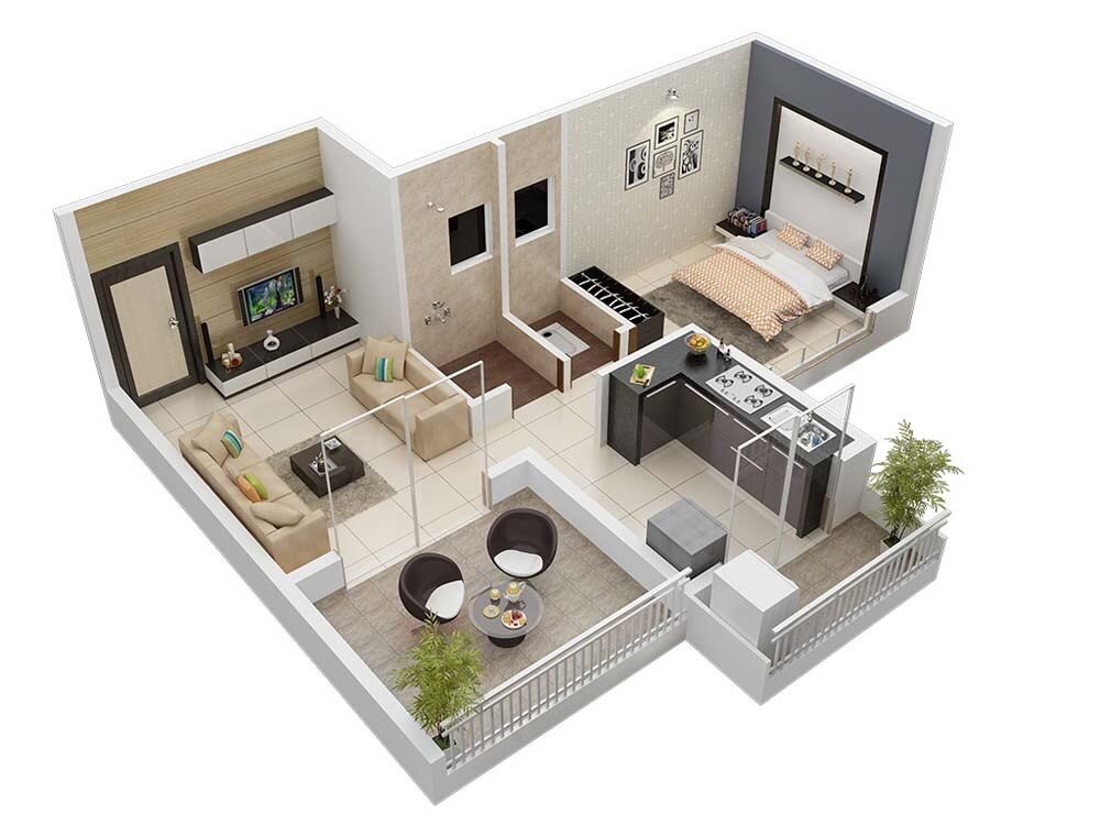 Floor plan of 1 BHK 420 Sq. Ft. Apartment in Sparsh Shedung, Navi Mumbai