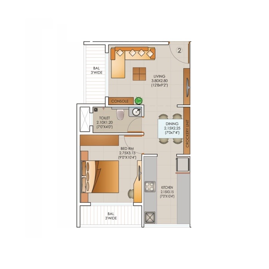 1 BHK 315 Sq. Ft. Apartment