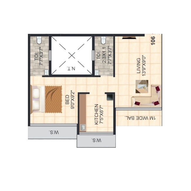 1 BHK 343 Sq. Ft. Apartment