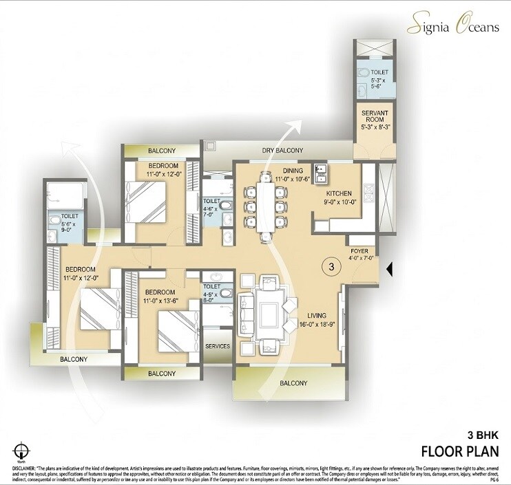 3 BHK 2147 Sq. Ft. Apartment