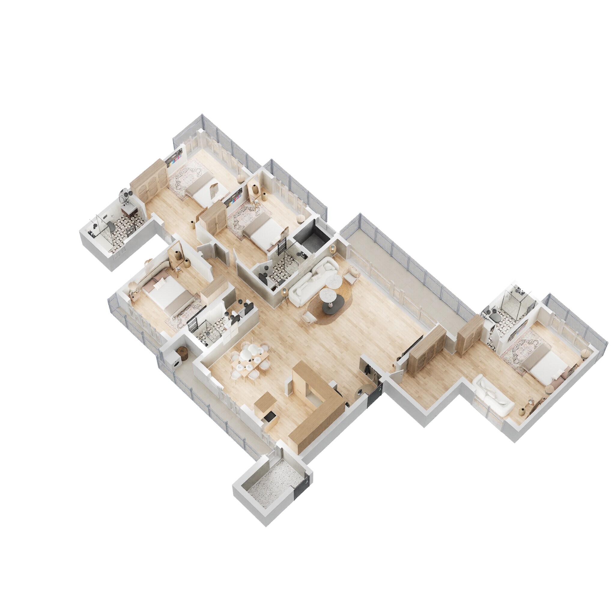 Floor plan of 4 BHK 2729 Sq. Ft. Apartment in Sunteck Signia Oceans, Navi Mumbai