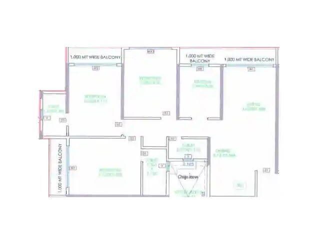 Floor plan of 3 BHK 971 Sq. Ft. Apartment in Superb Yogakshema Residency, Navi Mumbai