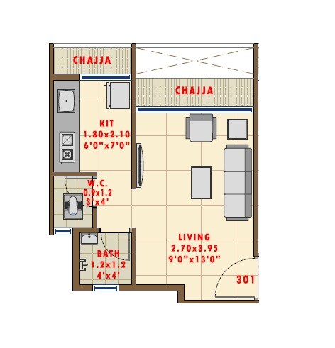 165 Sq. Ft. Studio