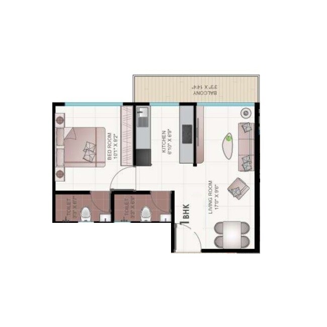 1 BHK 253 Sq. Ft. Apartment