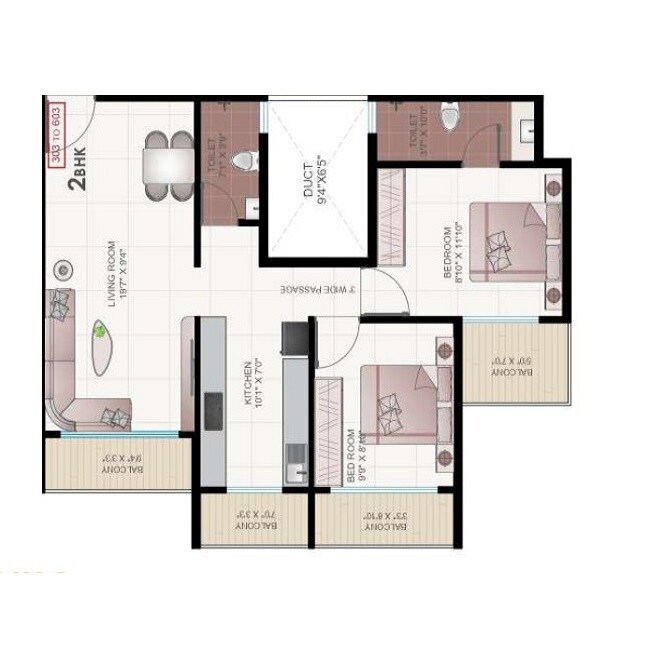 2 BHK 562 Sq. Ft. Apartment