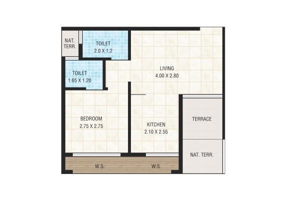 Floor plan of 1 BHK 343 Sq. Ft. Apartment in Swagat Village, Navi Mumbai