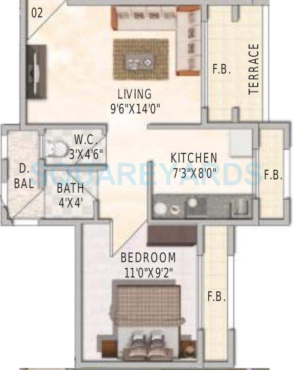 1 BHK 700 Sq. Ft. Apartment in Swaraj Bella Vista