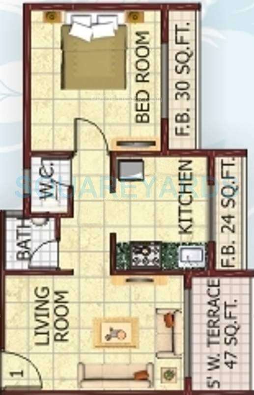 1 BHK 260 Sq. Ft. Apartment in Swaraj Kingston