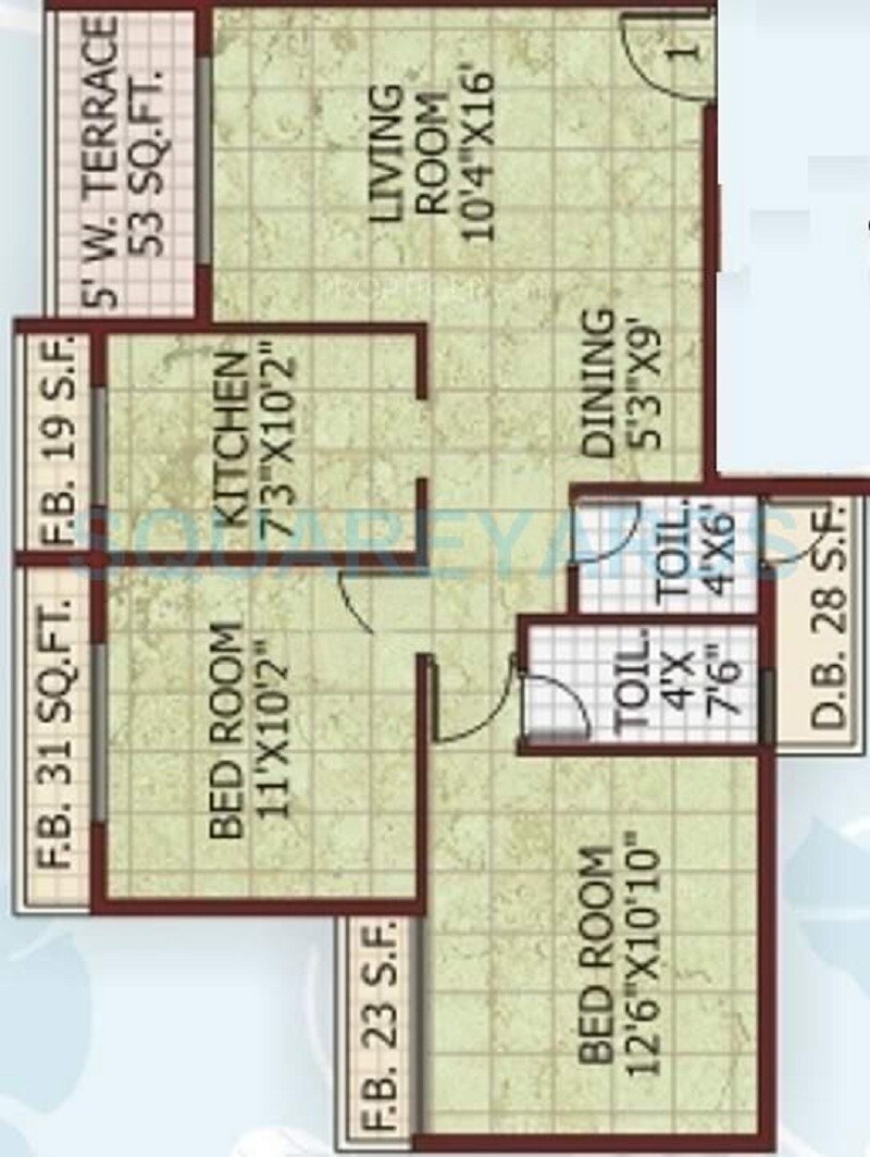 2 BHK 491 Sq. Ft. Apartment