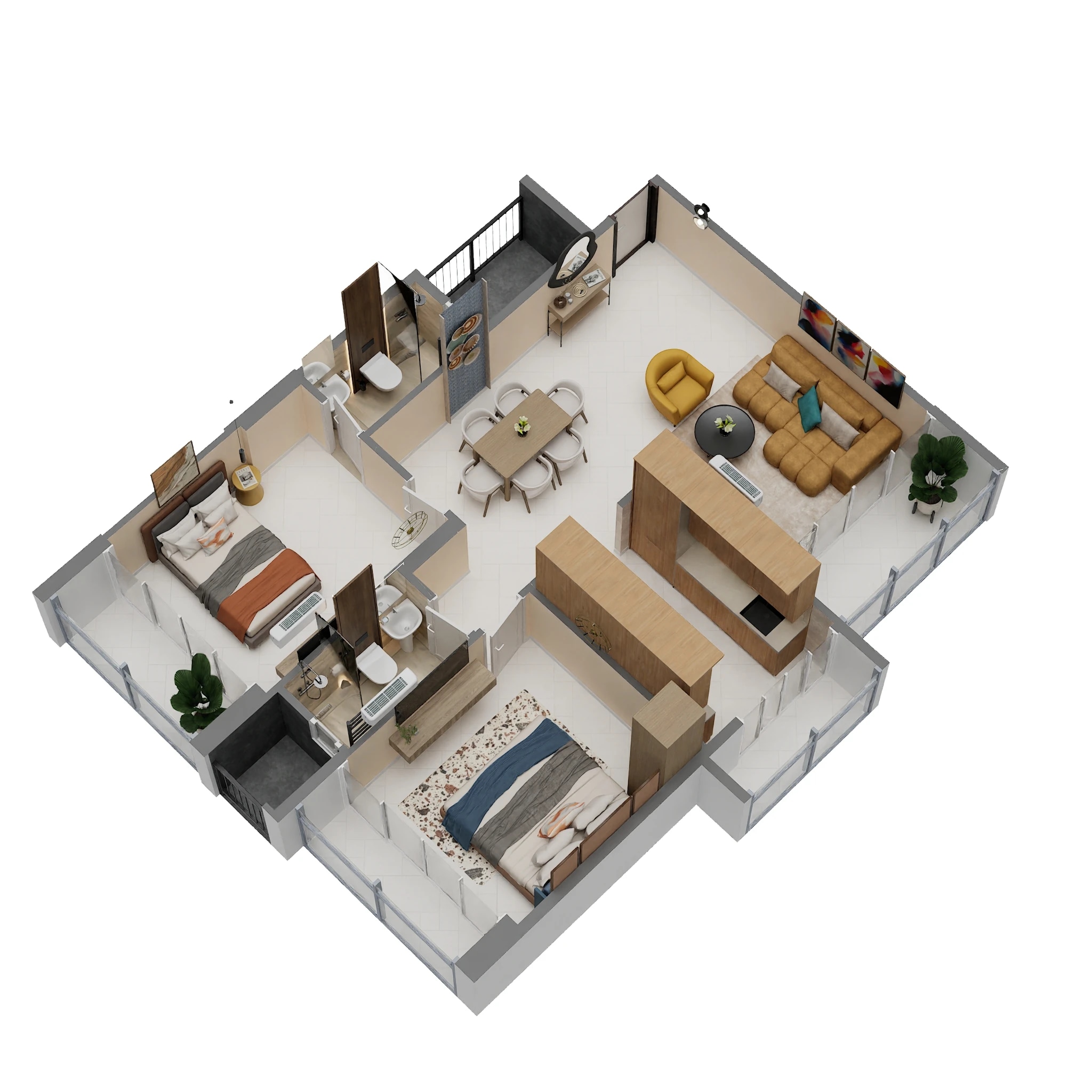 Floor plan of 2 BHK 756 Sq. Ft. Apartment in Swastik Emerald Horizons, Navi Mumbai