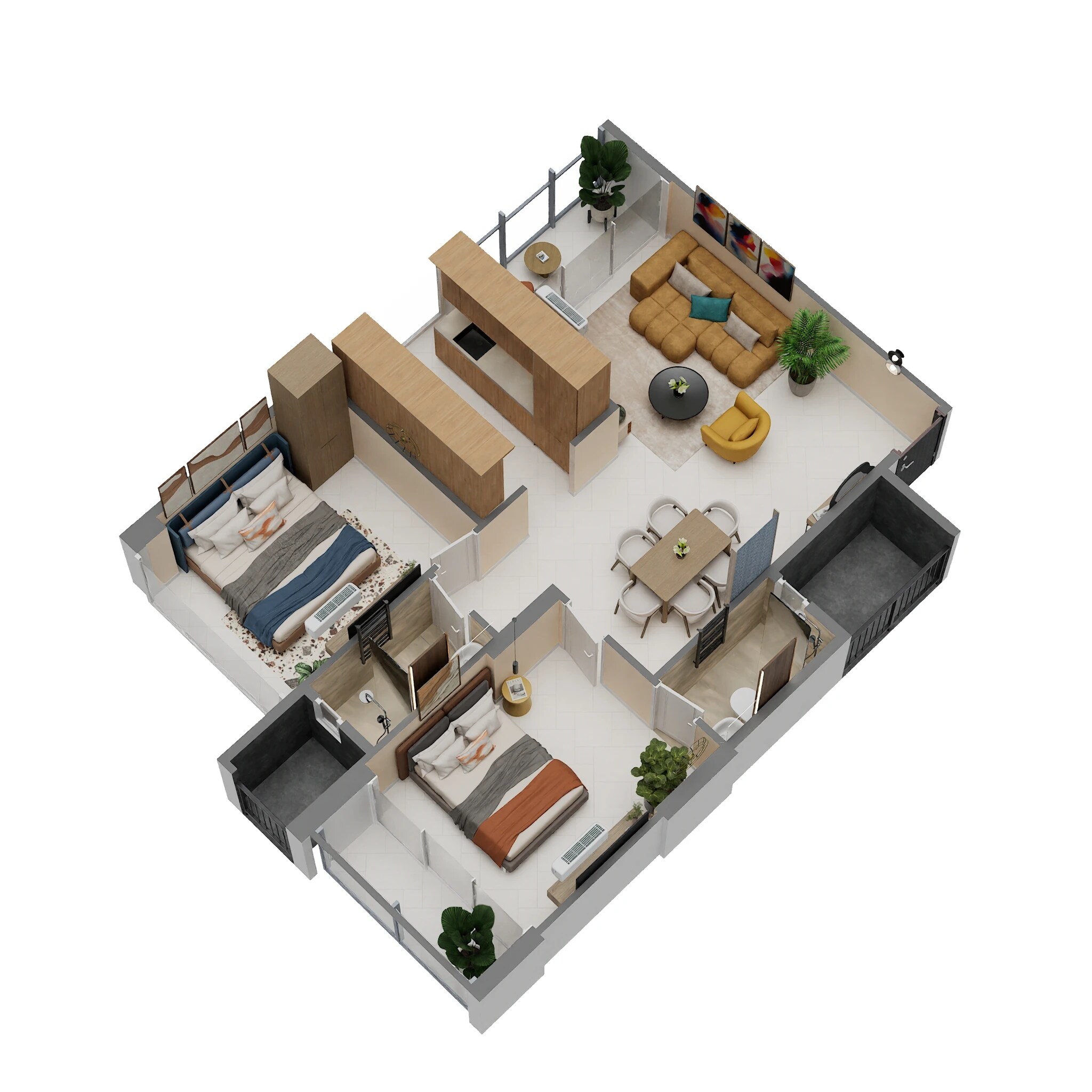 Floor plan of 2 BHK 768 Sq. Ft. Apartment in Swastik Emerald Horizons, Navi Mumbai