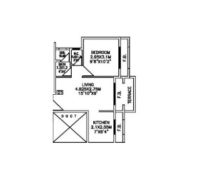 Floor plan of 1 BHK 242 Sq. Ft. Apartment in Tejas Ambience, Navi Mumbai