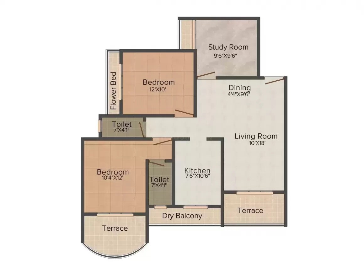 2 BHK 1211 Sq. Ft. Apartment