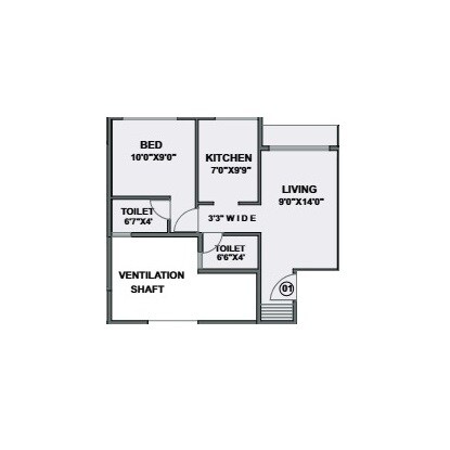 1 BHK 342 Sq. Ft. Apartment