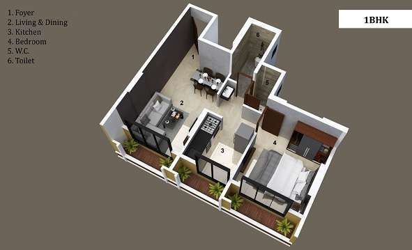 1 BHK 248 Sq. Ft. Apartment in Thalia Vrindavan Flora