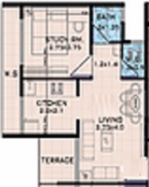Floor plan of 1 BHK 302 Sq. Ft. Apartment in The Silwant Maple Greens, Navi Mumbai