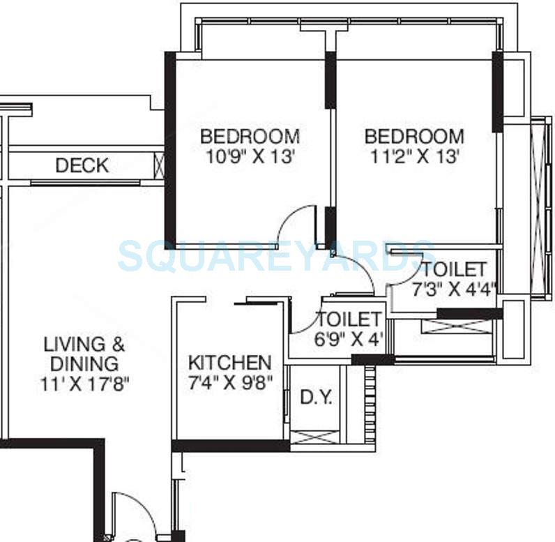 2 BHK 1385 Sq. Ft. Apartment in The Wadhwa Palm Beach Residency