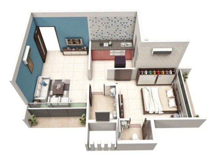 Floor plan of 1 BHK 351 Sq. Ft. Apartment in Tirupati Kalash, Navi Mumbai
