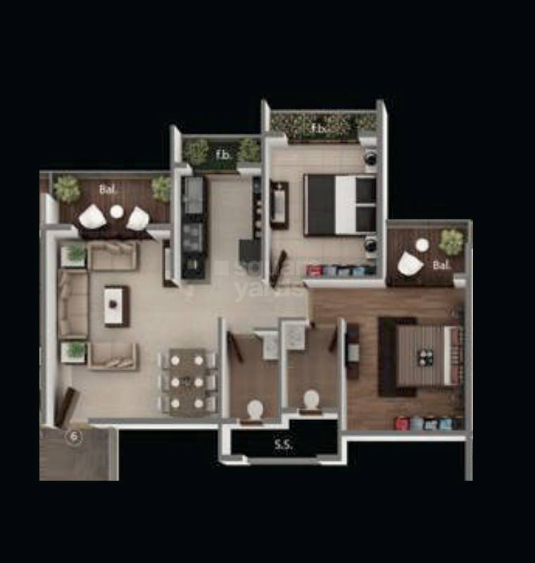 Floor plan of 2 BHK 756 Sq. Ft. Apartment in Today Euphoria, Navi Mumbai