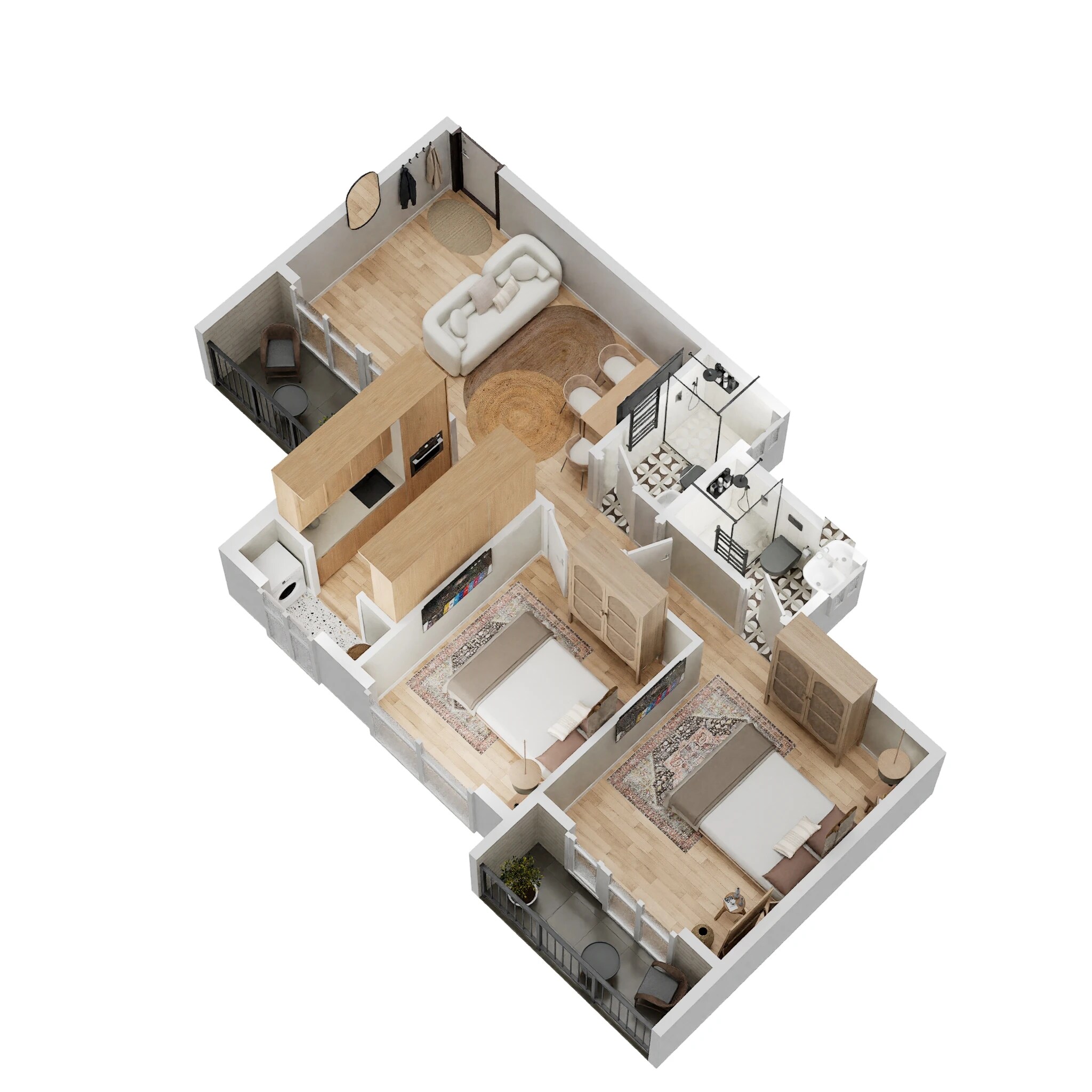 Floor plan of 2 BHK 645 Sq. Ft. Apartment in Today Global Anandam, Navi Mumbai