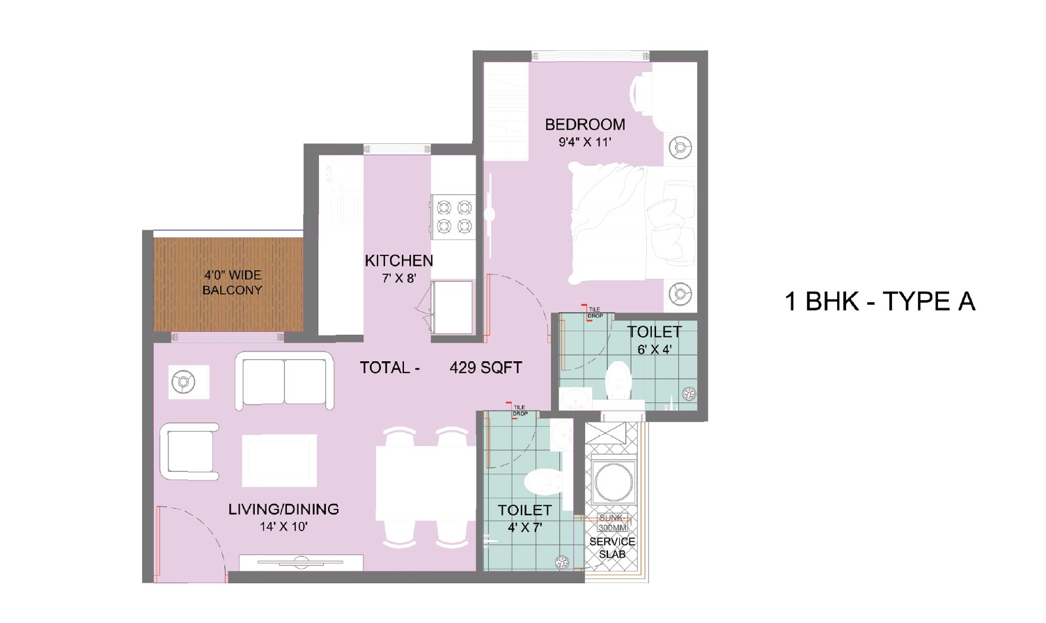 1 BHK 430 Sq. Ft. Apartment in Today Global ANANDAM PHASE - II