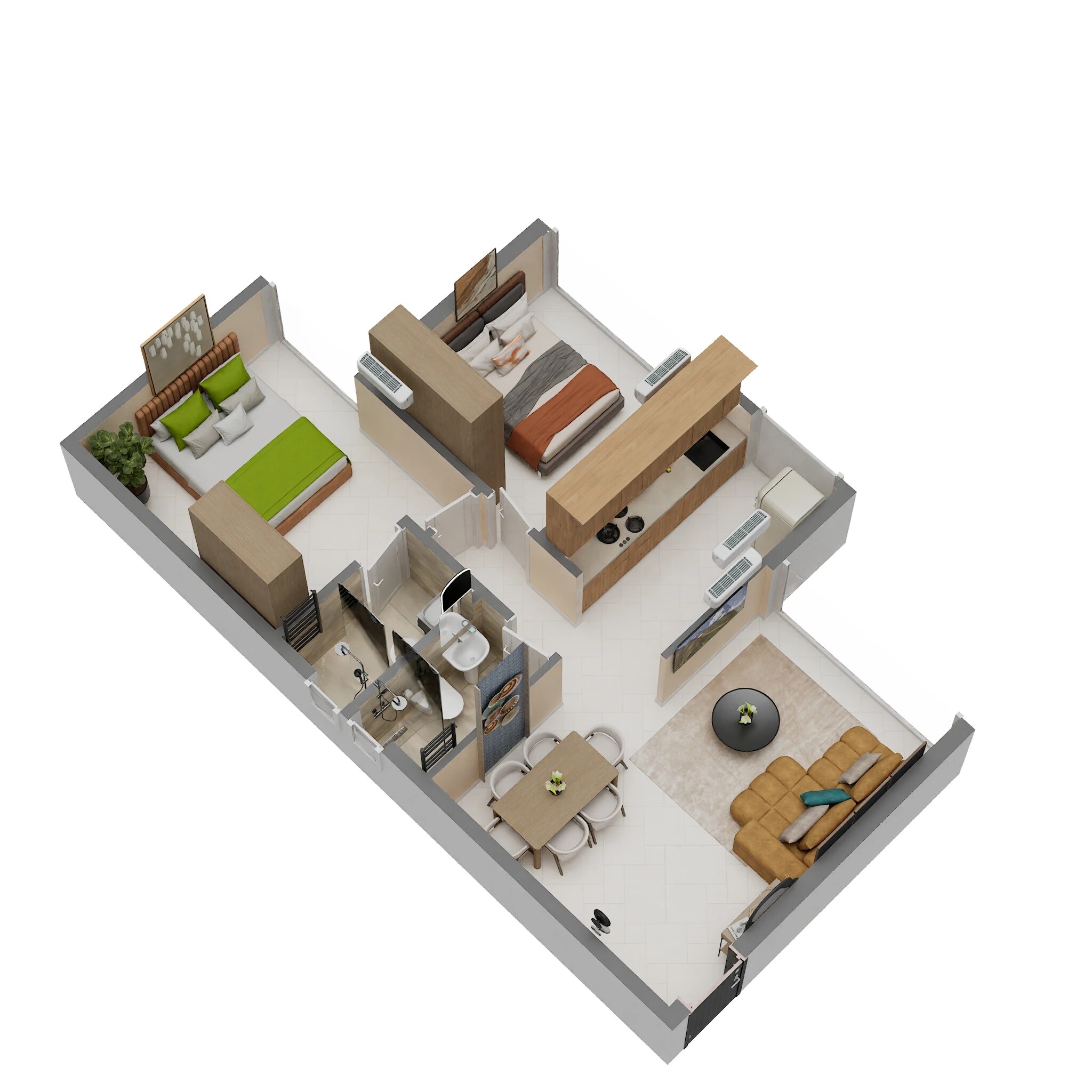 2 BHK 663 Sq. Ft. Apartment