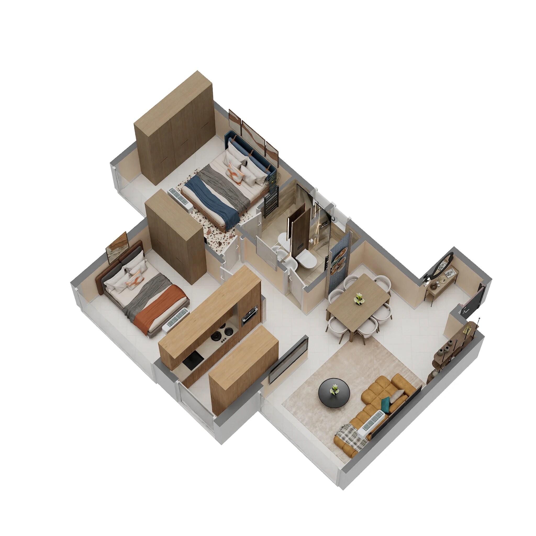 Floor plan of 2 BHK 807 Sq. Ft. Apartment in Today I Land 27, Navi Mumbai