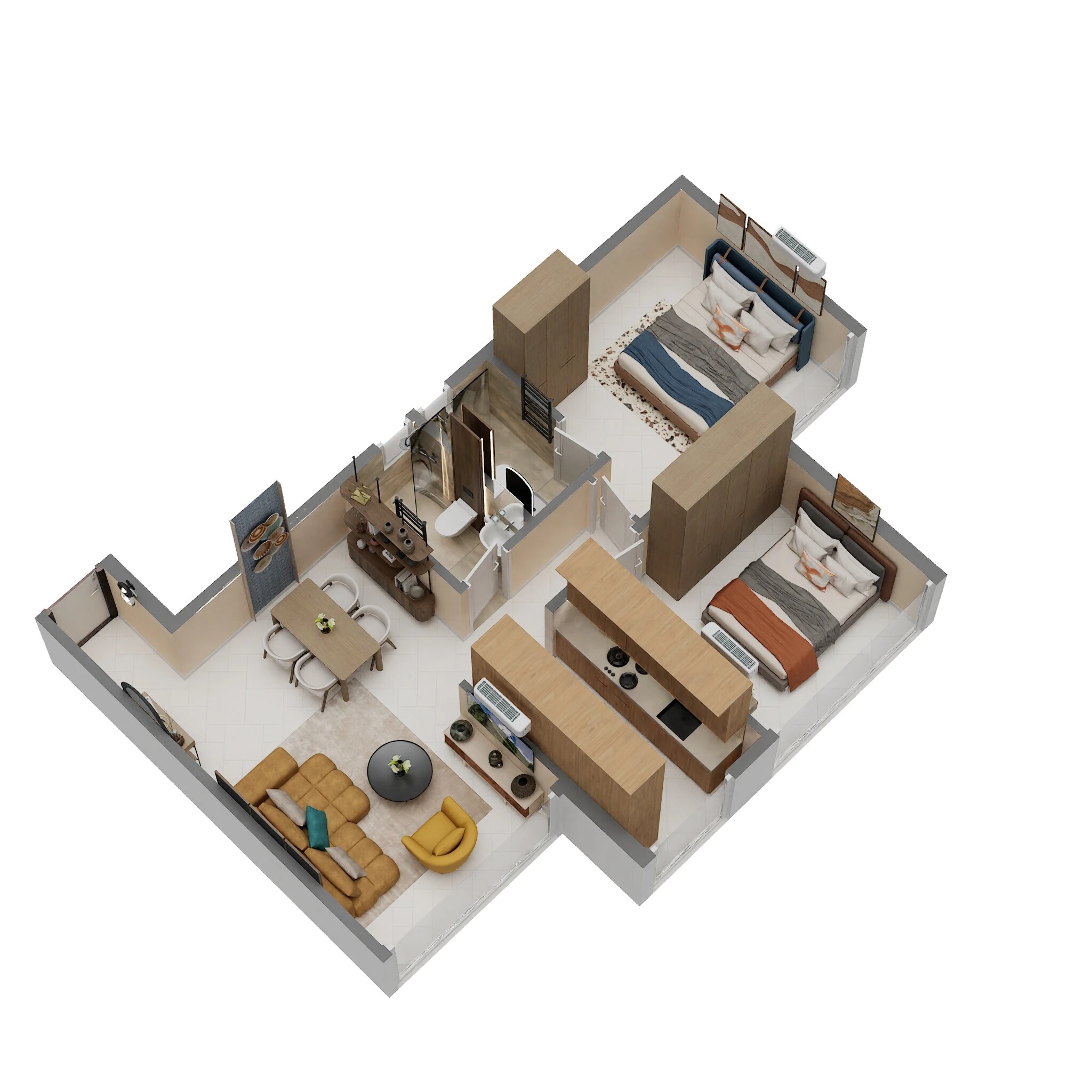 Floor plan of 3 BHK 1131 Sq. Ft. Apartment in Today I Land 27, Navi Mumbai