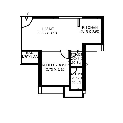 1 BHK 406 Sq. Ft. Apartment