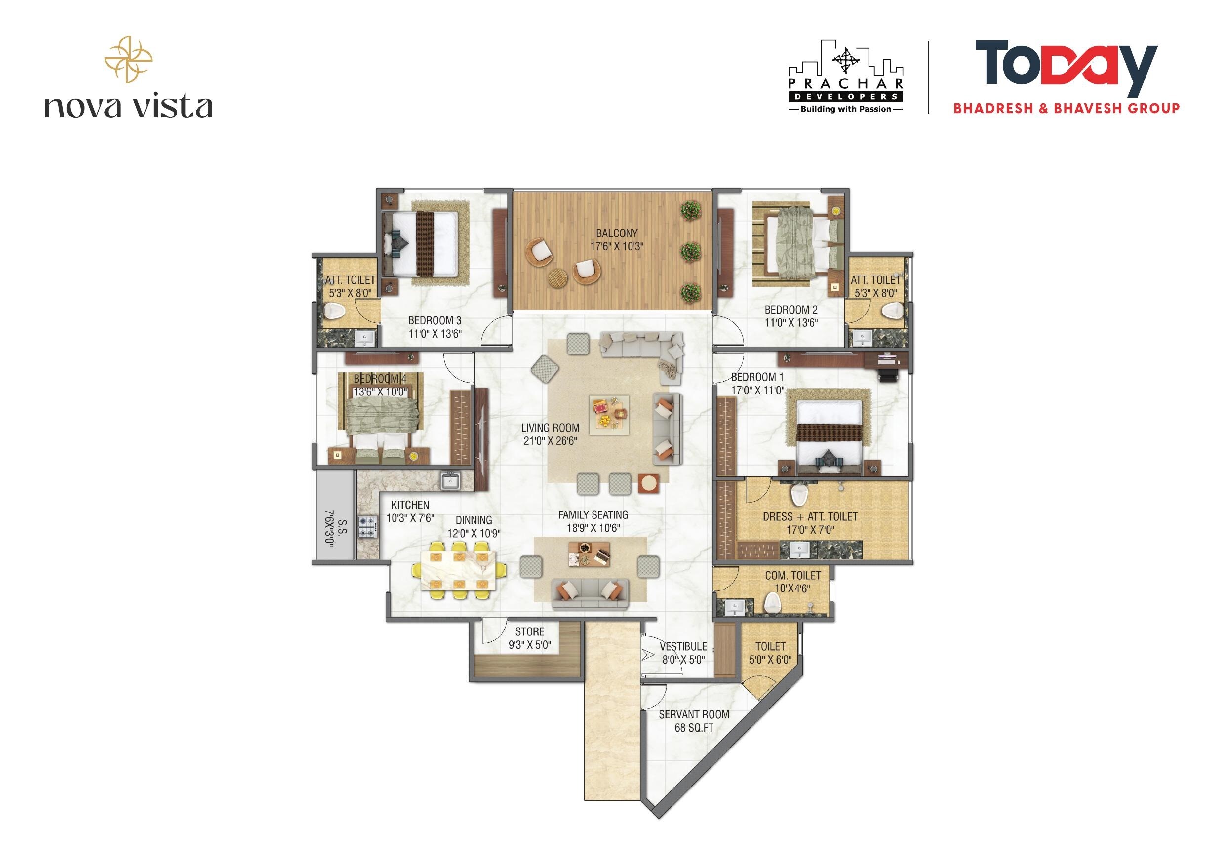 4 BHK 1727 Sq. Ft. Apartment