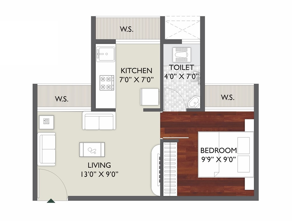 1 BHK 407 Sq. Ft. Apartment in Today Royal Belantara