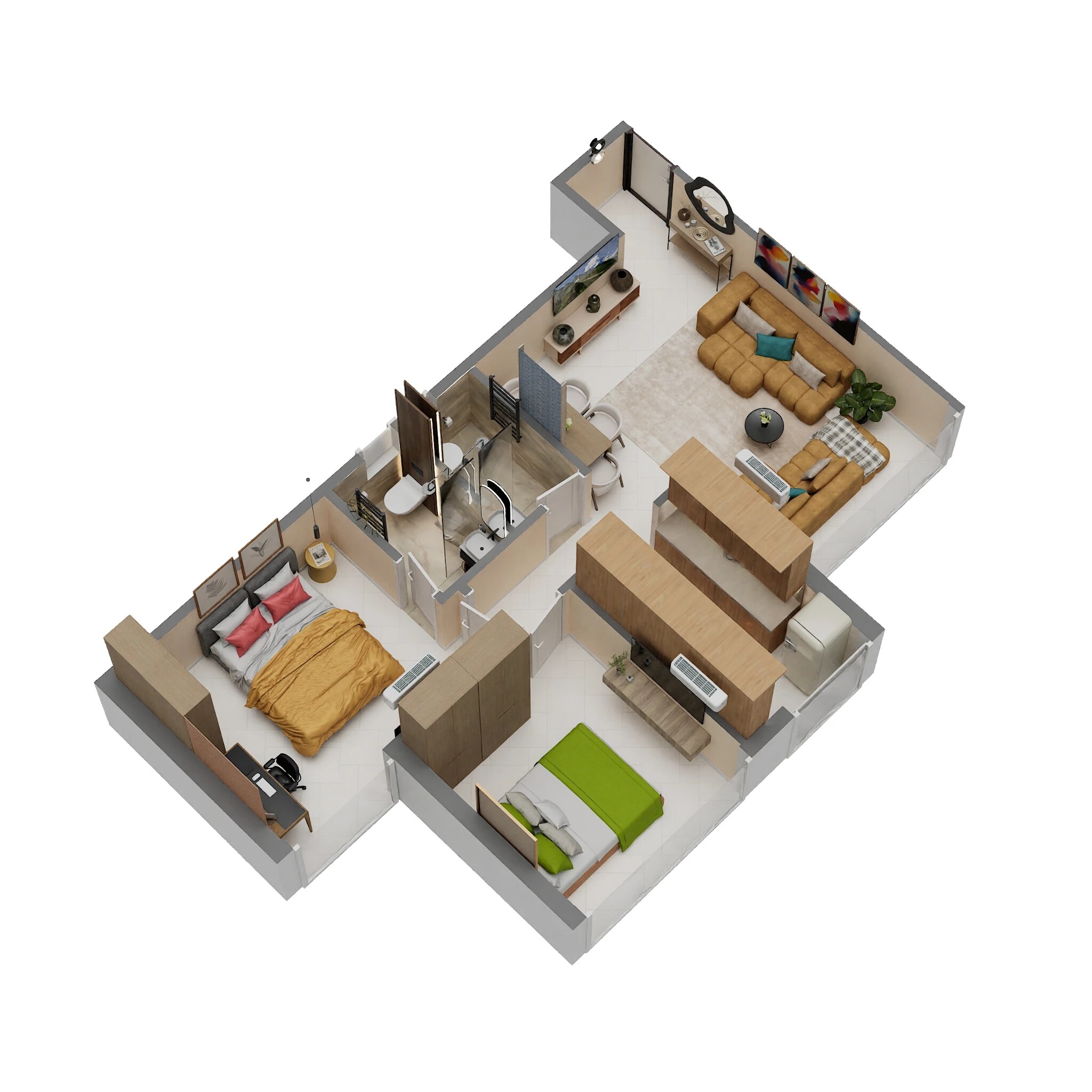 Floor plan of 2 BHK 1185 Sq. Ft. Apartment in Today Royal Estate, Navi Mumbai