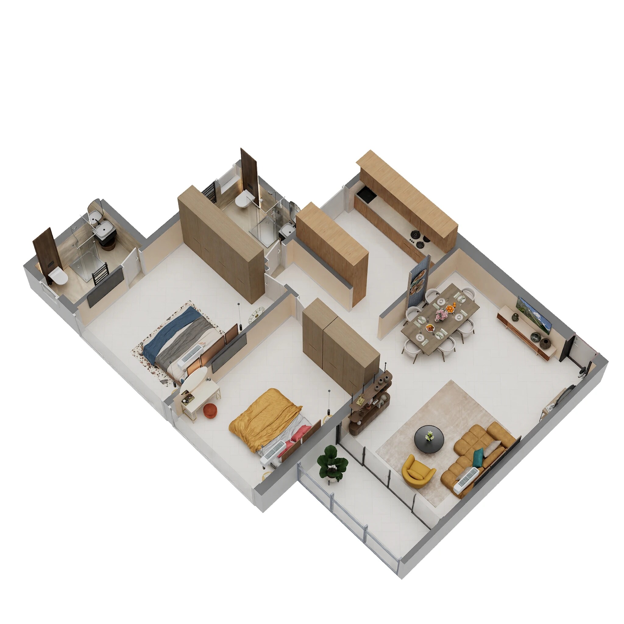 Floor plan of 2 BHK 1270 Sq. Ft. Apartment in Today Royal Estate, Navi Mumbai