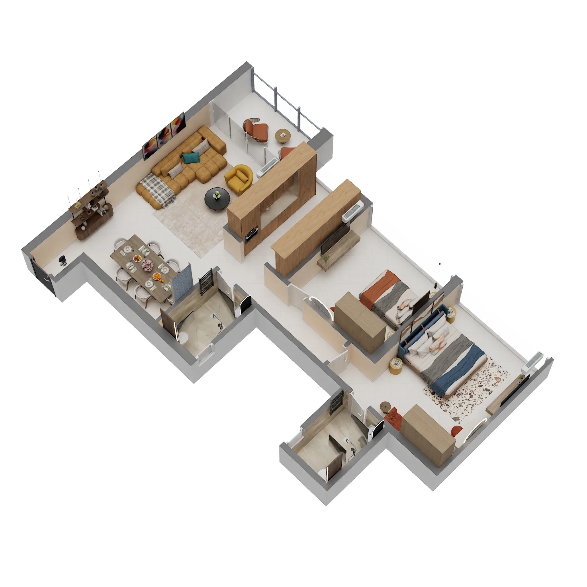 Floor plan of 2 BHK 1310 Sq. Ft. Apartment in Today Royal Estate, Navi Mumbai